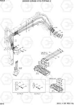 3510 WOOD GRAB HYD PIPING 2 R55-9, Hyundai