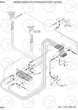 3550 WOOD GRAB HYD PIPING(WITH RCV LEVER) R55-9, Hyundai