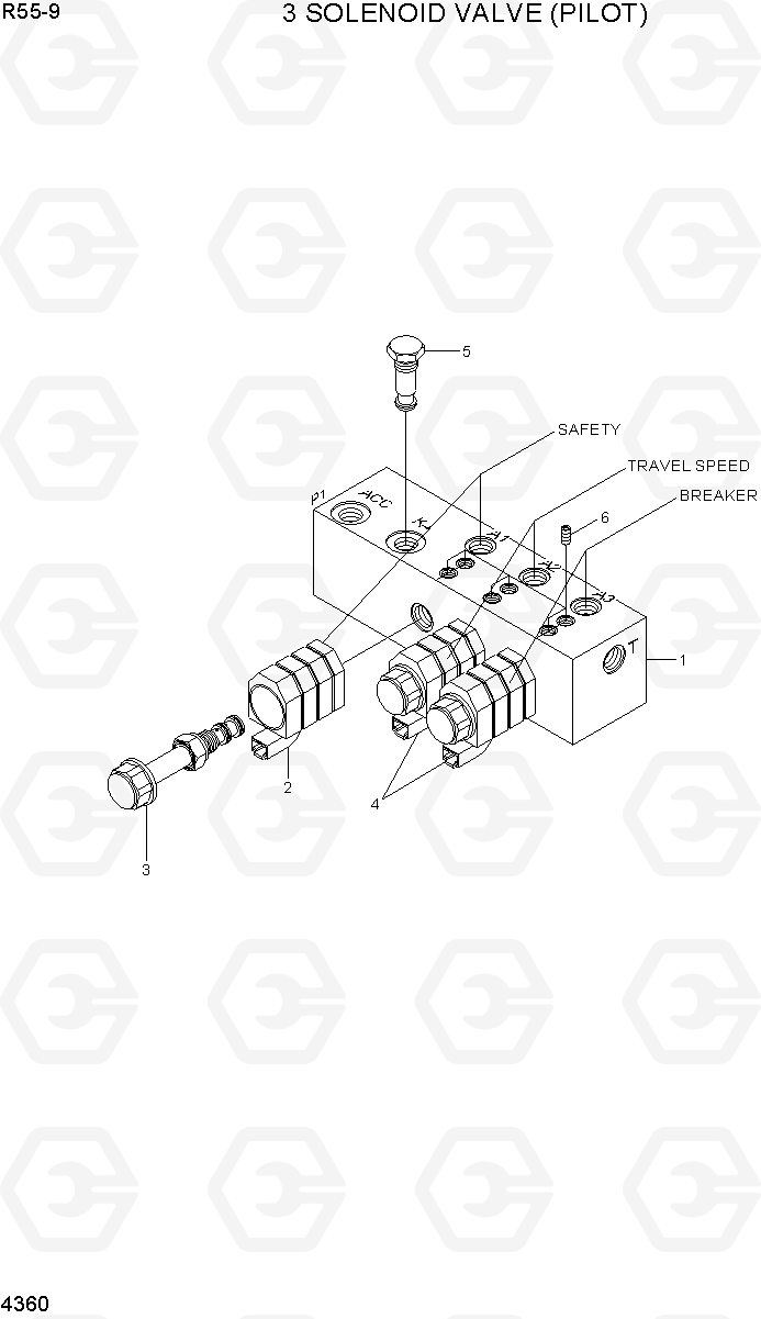 4360 3 SOLENOID VALVE(PILOT) R55-9, Hyundai