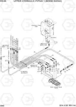 3040 UPPER HYDRAULIC PIPING 1 (BOOM SWING) R55-9A, Hyundai