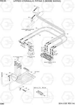 3080 UPPER HYDRAULIC PIPING 5 (BOOM SWING) R60-9S, Hyundai