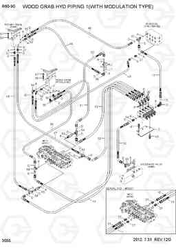 3555 WOOD GRAB HYD PIPING 1(WITH MODULATION) R60-9S, Hyundai