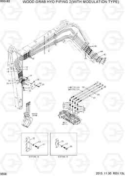 3556 WOOD GRAB HYD PIPING 2(WITH MODULATION) R60-9S, Hyundai