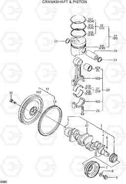 0080 CRANKSHAFT & PISTON R55W-3, Hyundai