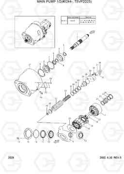 2028 MAIN PUMP 1/2(#0244-, T5VP2D25) R55W-3, Hyundai