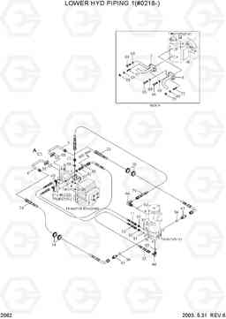 2062 LOWER HYD PIPING 1(#0218-) R55W-3, Hyundai