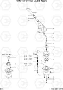 2100 REMOTE CONTROL LEVER(-#0221) R55W-3, Hyundai