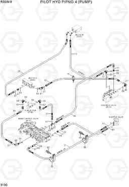 3130 PILOT HYD PIPING 4 (PUMP) R55W-9, Hyundai