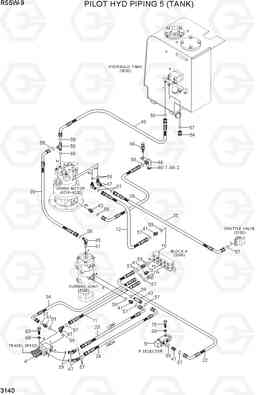 3140 PILOT HYD PIPING 5 (TANK) R55W-9, Hyundai