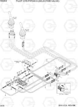 3170 PILOT HYD PIPING 8 (SELECTOR VALVE) R55W-9, Hyundai