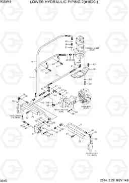 3315 LOWER HYDRAULIC PIPING  2(#1620-) R55W-9, Hyundai