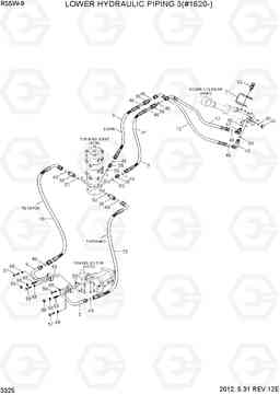 3325 LOWER HYDRAULIC PIPING  3(#1620-) R55W-9, Hyundai