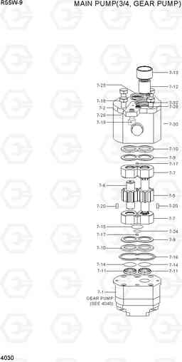 4030 MAIN PUMP(3/4, GEAR PUMP) R55W-9, Hyundai