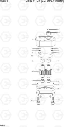 4040 MAIN PUMP(4/4, GEAR PUMP) R55W-9, Hyundai