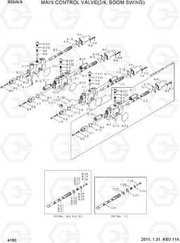 4160 MAIN CONTROL VALVE(2/4, BOOM SWING) R55W-9, Hyundai