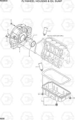 9030 FLYWHEEL HOUSING & OIL SUMP R55W-9, Hyundai