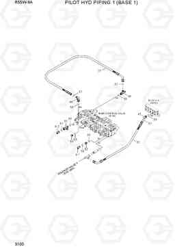 3100 PILOT HYD PIPING 1 (BASE 1) R55W-9A, Hyundai