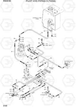 3140 PILOT HYD PIPING 5 (TANK) R55W-9A, Hyundai