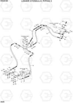 3320 LOWER HYDRAULIC PIPING  3 R55W-9A, Hyundai