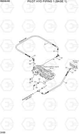 3100 PILOT HYD PIPING 1 (BASE 1) R60W-9S, Hyundai