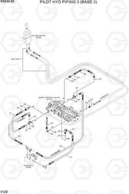 3120 PILOT HYD PIPING 3 (BASE 3) R60W-9S, Hyundai