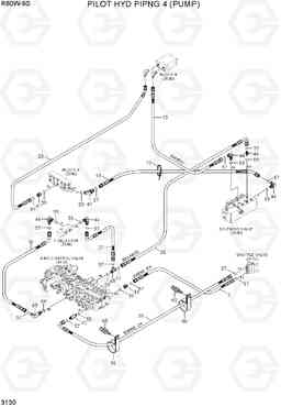 3130 PILOT HYD PIPING 4 (PUMP) R60W-9S, Hyundai