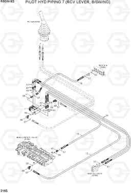 3165 PILOT HYD PIPING 7 (RCV LEVER, B/SWING) R60W-9S, Hyundai