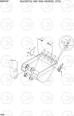 7200 BUCKET(0.18M3 SAE HEAPED, STD) R60W-9S, Hyundai