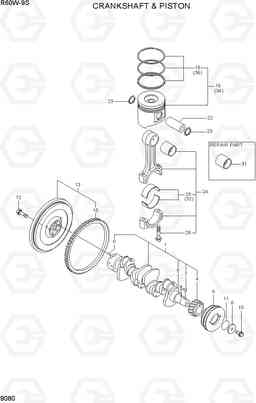 9080 CRANKSHAFT & PISTON R60W-9S, Hyundai