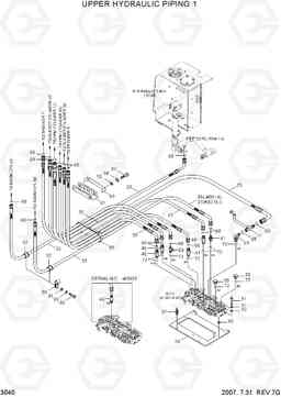 3040 UPPER HYDRAULIC PIPING 1 R55W-7, Hyundai
