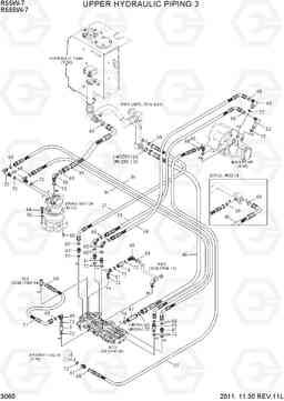 3060 UPPER HYDRAULIC PIPING 3 R55W-7, Hyundai