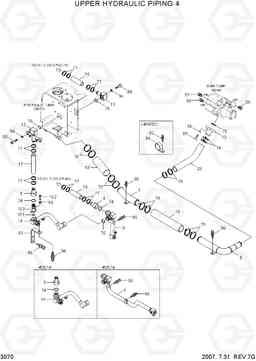 3070 UPPER HYDRAULIC PIPING 4 R55W-7, Hyundai