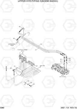 3080 UPPER HYD PIPING 5(BOOM SWING) R55W-7, Hyundai