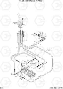 3100 PILOT HYDRAULIC PIPING 1 R55W-7, Hyundai