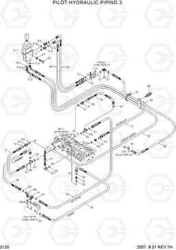 3120 PILOT HYDRAULIC PIPING 3 R55W-7, Hyundai