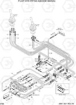 3150 PILOT HYDRAULIC PIPING 6(B/SWING) R55W-7, Hyundai