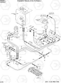 3170 POWER TRAIN HYD PIPING 2 R55W-7, Hyundai