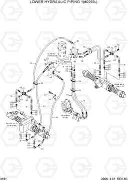 3181 LOWER HYDRAULIC PIPING 1(#0269-) R55W-7, Hyundai