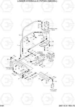 3191 LOWER HYDRAULIC PIPING 2(#0269-) R55W-7, Hyundai