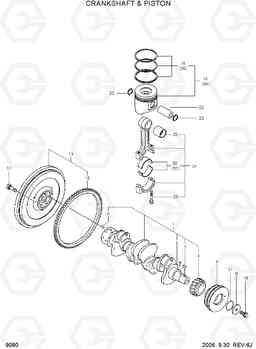 9080 CRANKSHAFT & PISTON R55W-7, Hyundai