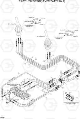 3090 PILOT HYD PIPING(LEVER PATTERN 1) R55W-7A, Hyundai