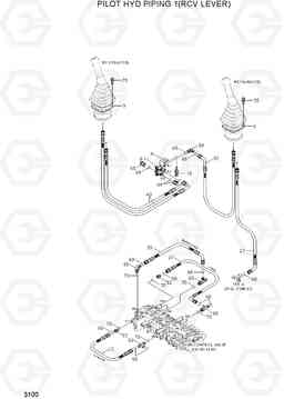 3100 PILOT HYD PIPING 1(RCV LEVER) R55W-7A, Hyundai