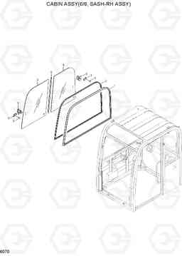 6070 CABIN ASSY(6/6, SASH-RH ASSY) R55W-7A, Hyundai