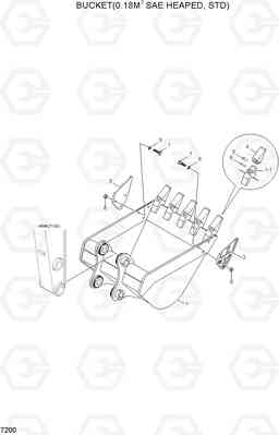 7200 BUCKET(0.18M3 SAE HEAPED, STD) R55W-7A, Hyundai