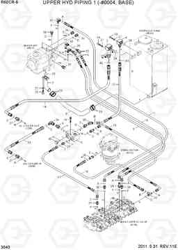 3040 UPPER HYD PIPING 1 (-#0004, BASE) R60CR-9, Hyundai