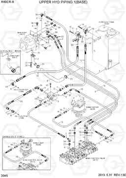 3045 UPPER HYD PIPING 1 (#0005-, BASE) R60CR-9, Hyundai
