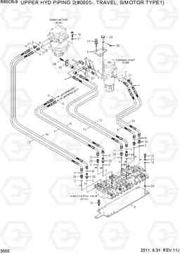 3055 UPPER HYD PIPING2(#0005-,TRAVEL,S/TYPE1) R60CR-9, Hyundai