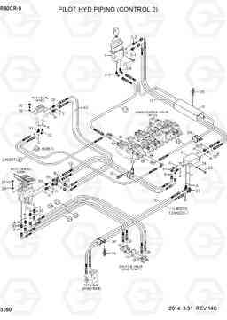 3160 PILOT HYD PIPING (CONTROL 2) R60CR-9, Hyundai