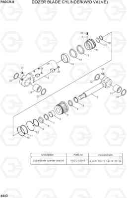 4440 DOZER BLADE CYLINDER (W/O VALVE) R60CR-9, Hyundai