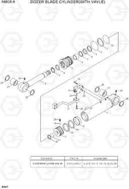 4441 DOZER BLADE CYLINDER (WITH VALVE) R60CR-9, Hyundai